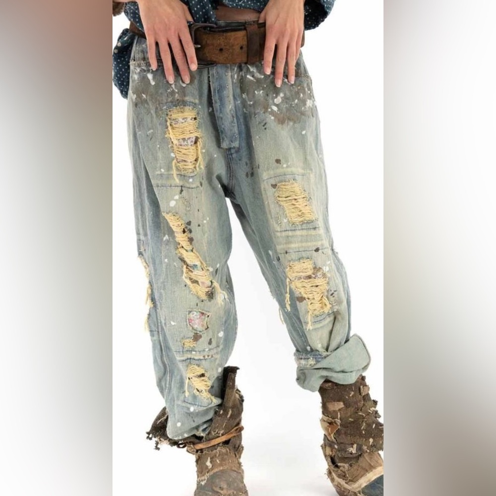 MAGNOLIA PEARL Calico patched Denim Miner JEANS
